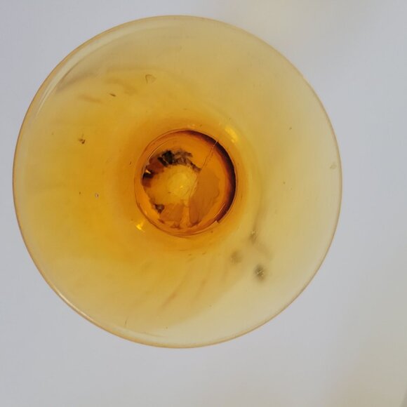 Vintage Amber Glassware Set Of 4 Mid-Century Modern Elegant Cone Shape Home & Di - Picture 4 of 8